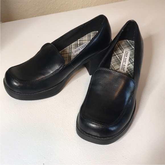 Women's Black Platform Chunky Heel Loafers - Picture 7 of 10